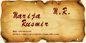 Marija Rusmir vizit kartica